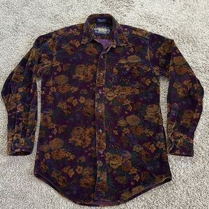 Ralph Lauren Purple and Brown Floral Casual Button Down Shirt